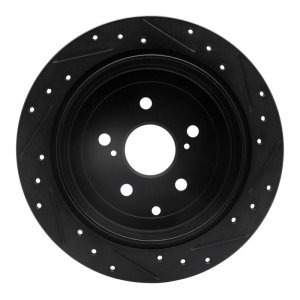 Lexus RX450h Brake Rotor (1) - Rear Left - R1 Concepts - Drilled & Slotted - Black - `10-`20